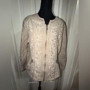 Women’s Canada premium size 46, size 16 US Elegant Lace Beige Women's Jacket